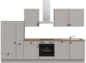 nobilia® Küchenzeile "Cascada basic", vormontiert, Ausrichtung wählbar, Breite 330 cm, mit E-Geräten, grau