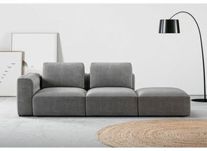 RAUM.ID Chaiselongue Cushid, Modul-Sofa, bestehend aus 2-Sitzer und Hocker, grau