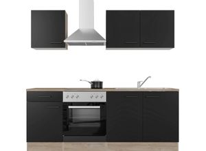 Flex-Well Küche Capri, mit und ohne E-Geräten erhältlich, Gesamtbreite 210 cm, schwarz