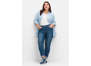 Große Größen: Schmale Jeans mit Kontrastnähten, blue Denim, Gr.88
