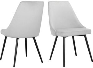 INOSIGN Esszimmerstuhl Malio (Set, 2 St), eleganter Stuhl mit Rücken und Sitzpolster und schwarzen Metallbeinen, grau