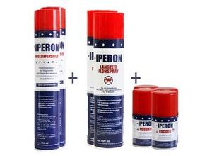 IPERON® 5 x 750 ml Ungezieferspray & 5 x 200 ml Fogger & 5 x 400 ml Flohspray im Set & Zeckenhaken