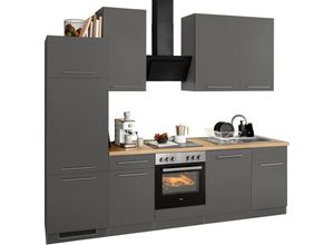 wiho Küchen Küchenzeile Unna, mit E-Geräten, Breite 280 cm, grau