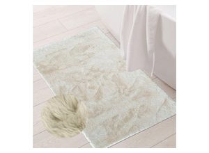 Teppich Waschbarer Edel Teppich für Badezimmer in Hasenfelloptik beige