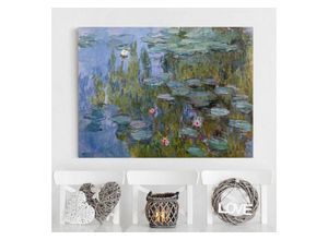 Bilderdepot24 Leinwandbild Kunstdruck Claude Monet Seerosen Nympheas lila Bild auf Leinwand XXL