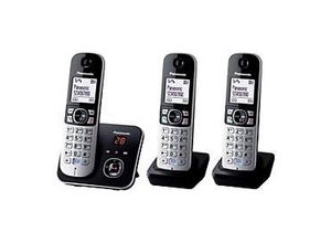 Panasonic KX-TG6823 - Schnurlostelefon - Anrufbeantworter mit Rufnummernanzeige - DECT - Schwarz + 2 zusätzliche Handsets