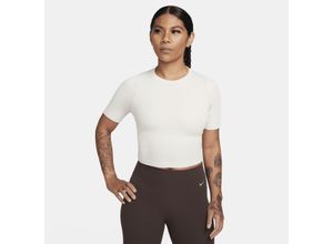 Nike Zenvy Rib Dri-FIT Crop Top mit kurzen Ärmeln für Damen - Braun