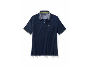 Walbusch Herren Bügelfrei-Polo-Hemd Blau einfarbig schnelltrocknend