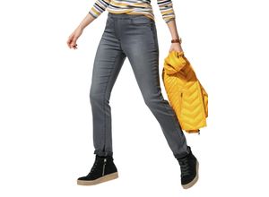 Walbusch Damen Schlupf-Jeans Regular Fit Grau einfarbig atmungsaktiv elastisch flexibler Bund pflegeleicht