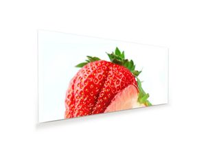 Primedeco Glasbild Wandbild Erdbeeren ganz und halbiert mit Aufhängung