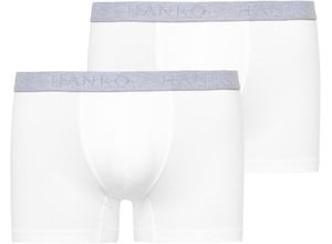 HANRO Cotton Essentials Pants kurz, 2er-Pack, Logo-Bund, für Herren, weiß, XL