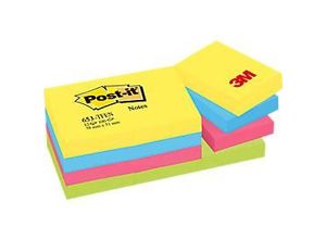 POST-IT Haftnotizen Notes 622-12SS-COS, 51 x 38 mm, wiederablösbar, cellophanfrei verpackt, farbig, 12 x 100 Blatt