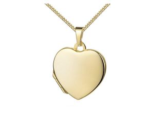 JEVELION Kettenanhänger Medaillon Gold 585 Amulett Anhänger Herz zum Öffnen für 2 Fotos (Anhängermedaillon