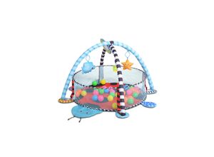 Cangaroo Spielbogen Ladyfly 2 in 1 Krabbeldecke, Bällebad, 30 Bälle, Stofftiere blau