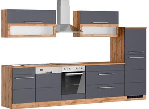Kochstation Küche KS-Wien, Breite 330 cm, wahlweise mit E-Geräten, grau