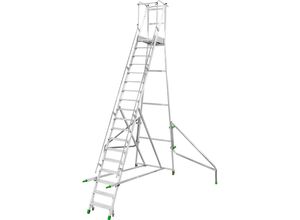 Mobile Alu-Podesttreppe, klappbar, mit gerieften Aluminiumstufen, 18 Stufen inkl. Plattform