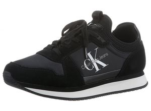 Calvin Klein Jeans RUNNER SOCK LACEUP NY-LTH WN Slip-On Sneaker mit aufgesetzer Schnürung, schwarz