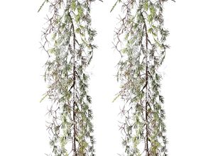 Zederngirlanden mit Schnee, 2 Stück, grün/weiß, Länge 180 cm