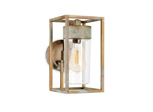 Moretti Luce Cubic 3372 outdoor wall lamp antique brass/clear