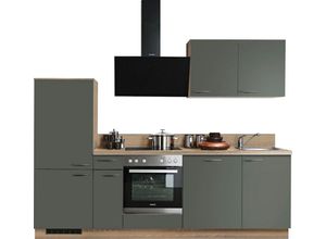 Express Küchen Küchenzeile Scafa, vormontiert, mit höhenverstellbaren Füßen, vormontiert, wahlweise mit E-Geräten, mit Soft-Close, Breite 260 cm, grau
