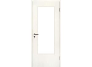 Kilsgaard Zimmertür mit Lichtausschnitt/Glas Esche weiß Lamikor Typ 43/LA Rundkante, DIN Links, 610x1985 mm,ohne Verglasung