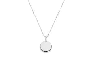 Engravable Round Pavé Necklace Silver