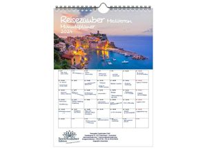 Seelenzauber Wandkalender Reisezauber Mediterran Planer DIN A4 Kalender für 2024 Urlaub Reisen