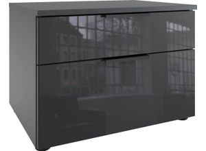 Fresh To Go Nachtkommode Level36 black C, mit Glaselementen auf der Front, soft-close Funktion, 54cm breit, weiß