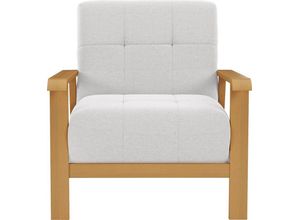 sit&more Sessel Billund, Armlehnen aus eichefarbigem Buchenholz, verschiedene Bezüge und Farben, weiß