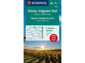 KOMPASS Wanderkarten-Set 2222 Elsass, Vogesen Süd, Alsace, Vosges du Sud, Colmar, Mülhausen, Mulhouse (2 Karten) 1:50.000, Karte (im Sinne von Landkarte)