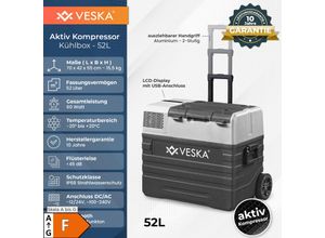 VESKA Kompressor Kühlbox elektrisch, Gefriertruhe mit APP-Steuerung - 52l anthrazit