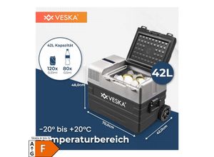 VESKA Kompressor Kühlbox elektrisch, Gefriertruhe mit APP-Steuerung - 42l anthrazit