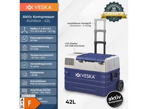 VESKA Kompressor Kühlbox elektrisch, Gefriertruhe mit APP-Steuerung - 42l blau