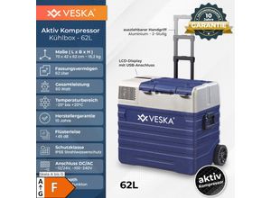 VESKA Kompressor Kühlbox elektrisch, Gefriertruhe mit APP-Steuerung - 62l blau