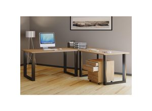 Eckschreibtisch Computer Schreibtisch Arbeitstisch PC Büro Tisch Eiche Dekor