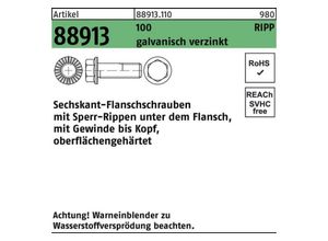Reyher Schraube 100er Pack Sechskantflanschschraube R 88913 Sperr-Ripp VG M12x35 100 g