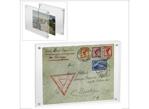 Foto- und Postkartenrahmen mit Magnetverschluß aus Acryl, Format außen 17,5 x 13 x 2 cm