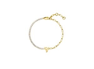 PV Tennis & Chain Bracelet 14K Gold Plated