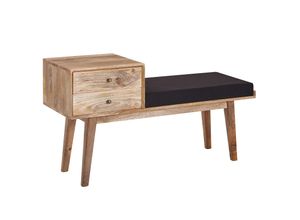 Sitzbank FineBuy Flurbank Stoff Holz Massiv 120 cm Polsterbank Stauraum Bank