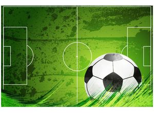 Wallario Glasbild, Fußball-Feld klassisch grün mit Ball