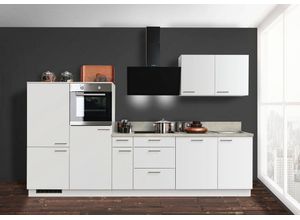 Express Küchen Küchenzeile Scafa, vormontiert, mit höhenverstellbaren Füßen, vormontiert, wahlweise mit E-Geräten, mit Soft-Close, Breite 320 cm, weiß