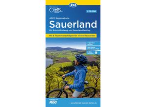 ADFC-Regionalkarte Sauerland mit Tagestouren-Vorschlägen, 1:75.000, reiß- und wetterfest, GPS-Tracks Download, Karte (im Sinne von Landkarte)
