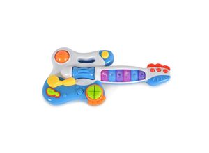 Moni Musikspielzeug Gitarre HE0501 Töne, Melodien, Tasten, Licht, ab 18 Monate blau