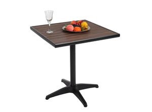 Gartentisch MCW-J95, Balkontisch Bistrotisch, Gastronomie Outdoor-Beschichtung Alu Holzoptik ~ schwarz, dunkelbraun