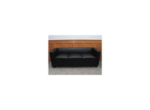 MCW 3er Sofa Lille ~ Leder, schwarz