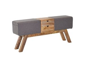 Sitzbank FineBuy Turnbock Stoff 120 cm Grau Springbock Stauraum Turnhocker Bank