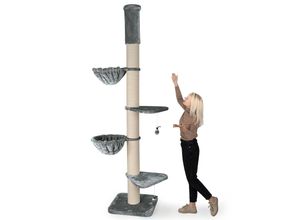 HAPPYPET Kratzbaum Grosse Katzen Stabil XXL Deckenhoch, 250 bis 275 cm Grau Basic