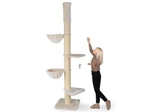 HAPPYPET Kratzbaum Grosse Katzen Stabil XXL Deckenhoch, 250 bis 275 cm Creme Basic