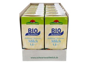 Schwarzwaldmilch Bio lactosefreie H-Milch 1,5% 1 Liter, 12er Pack