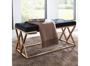 Sitzbank FineBuy Polsterbank Schwarz 90 cm Bettbank Chesterfield Flurbank Samt